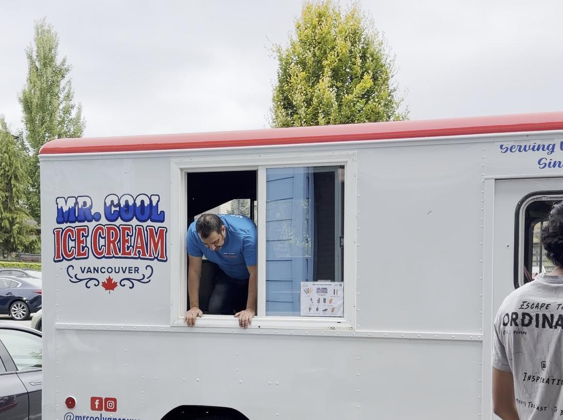 Mr. Cool Ice Cream truck parked outside the Maple Ridge dental clinic